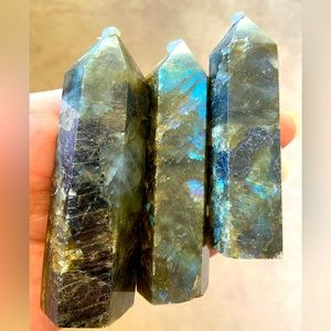 3 pcs Labradorite Tower Obelisk Wand Assorted Sizes